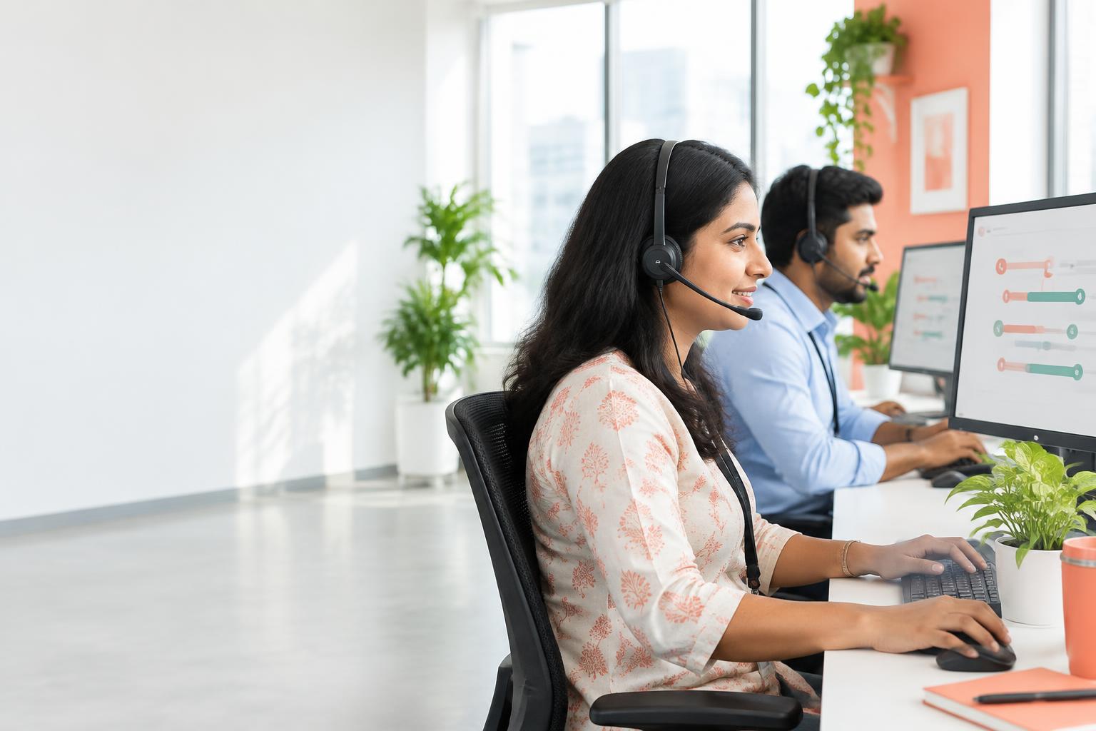 Customer service professionals handling support calls
